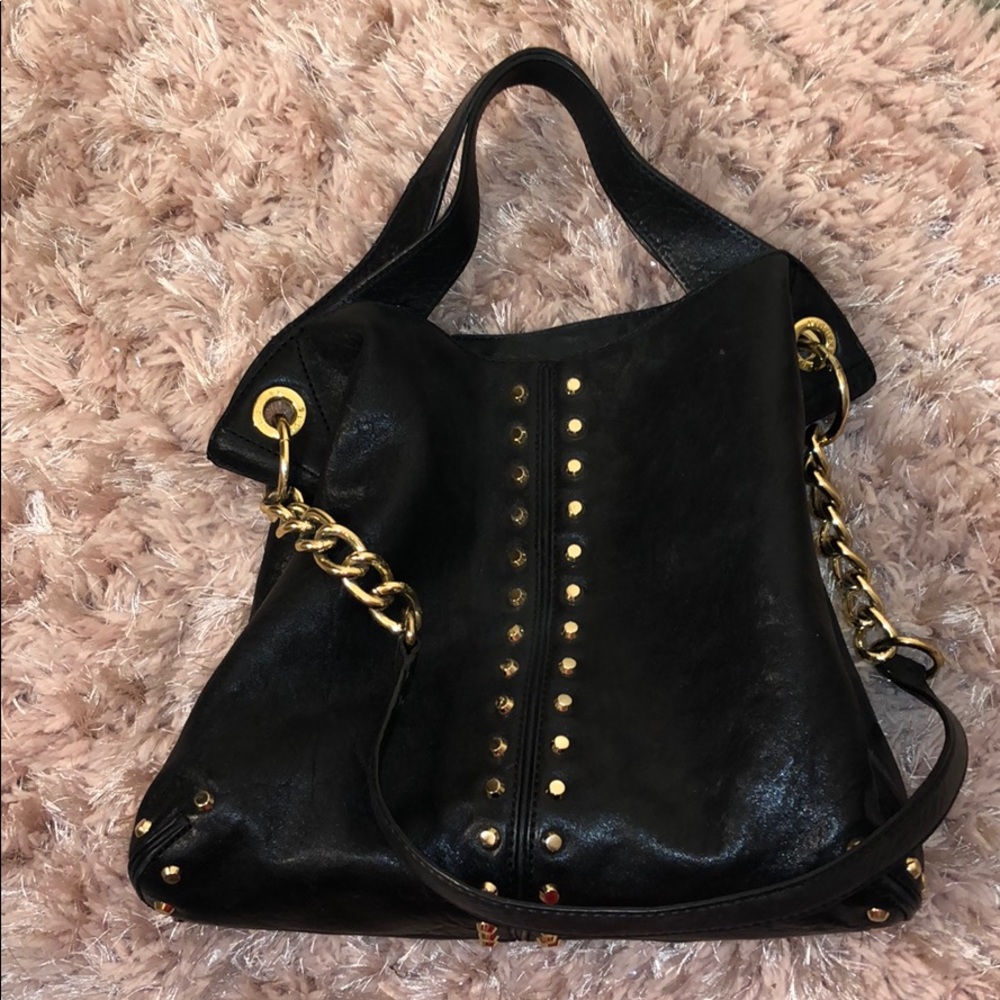Michael Kors black bag w/gold studs, gold hardware